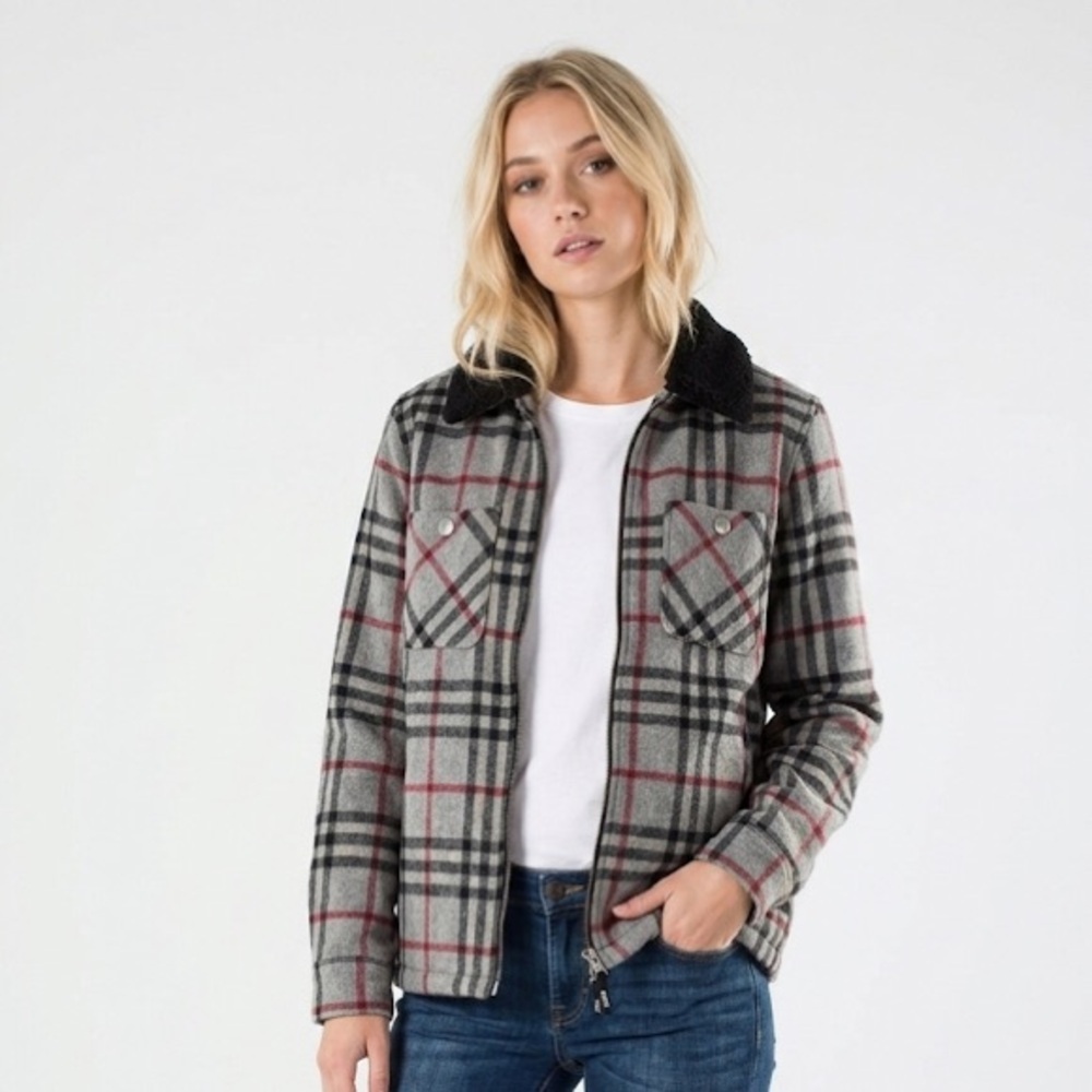 WESC grey plaid flannel jacket unisex